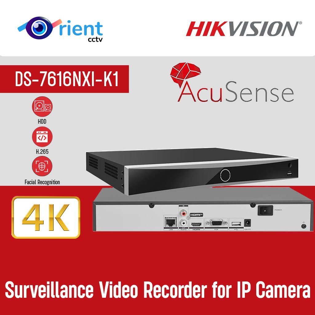 3-8 HIK 16-ch 1U K Series AcuSense NVR replace DS-7616NXI-K1 Surveillance Video Recorder for IP Camera - Image 1